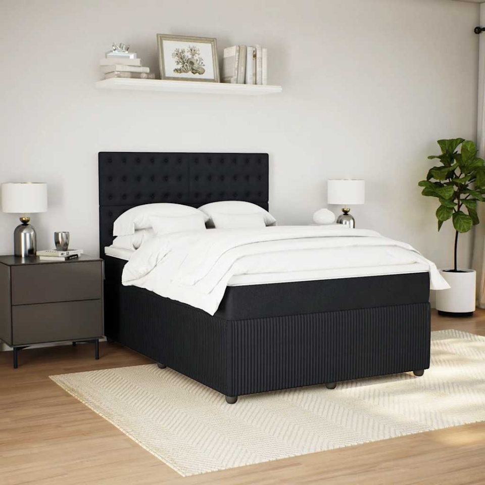 Pat box spring cu saltea, negru, 160x200 cm, catifea - 2 | YEO