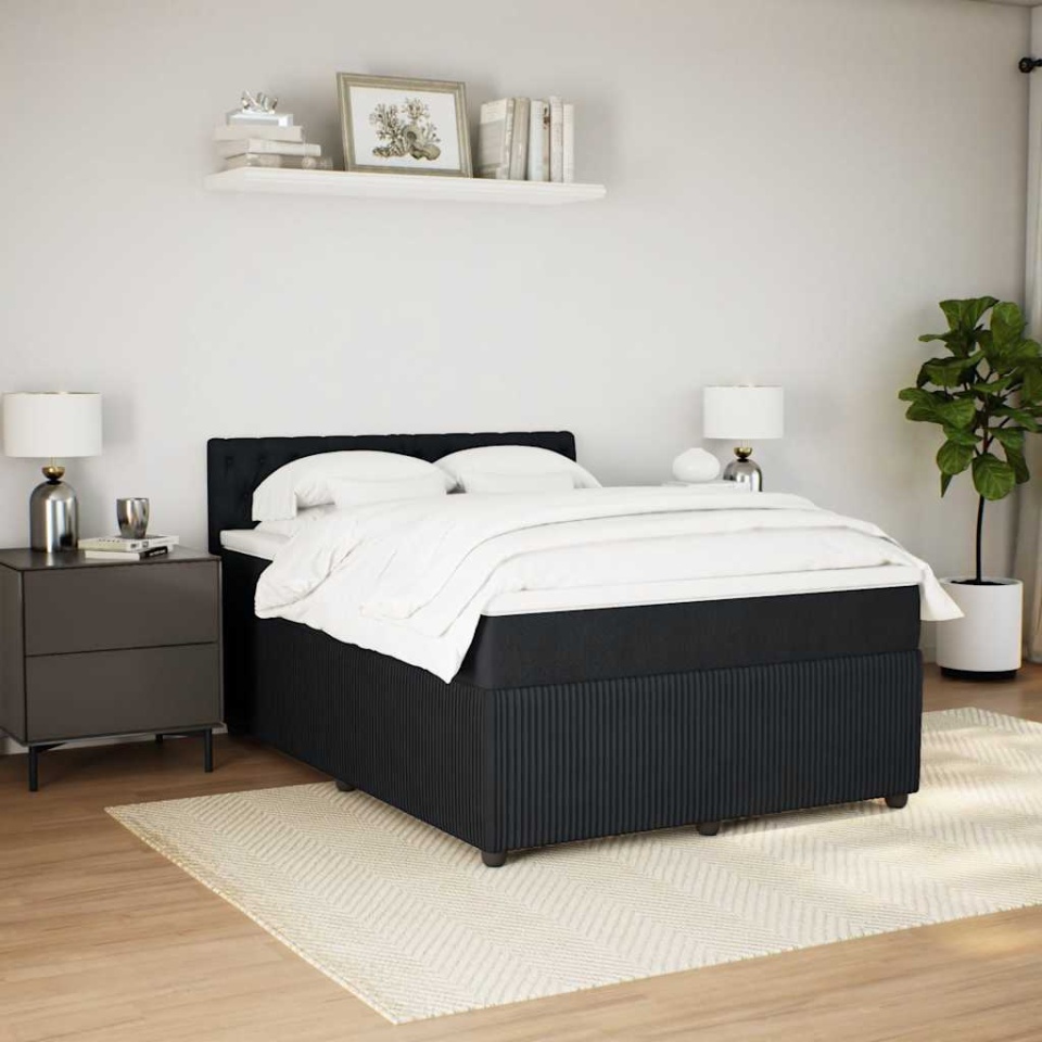 Pat box spring cu saltea, negru, 160x200 cm, catifea - 2 | YEO
