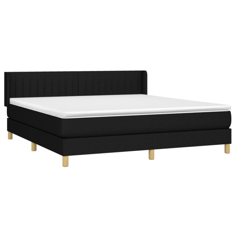 Pat box spring cu saltea, negru, 160x200 cm, textil - 2 | YEO