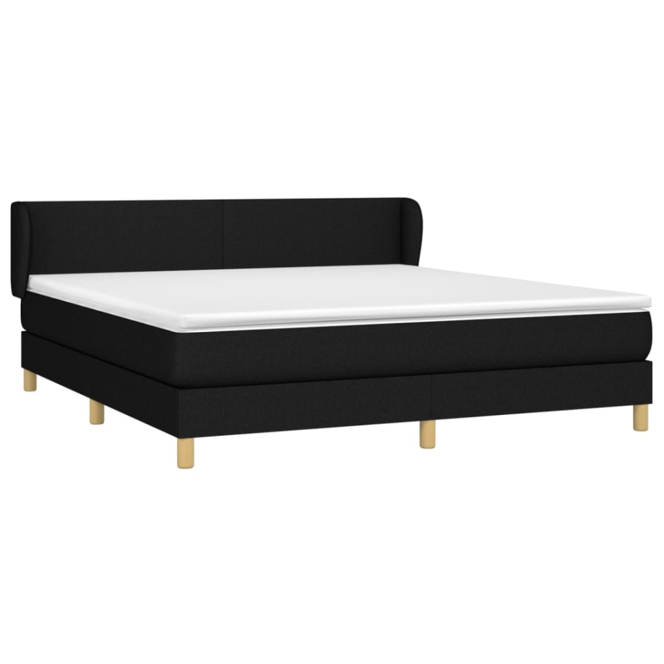 Pat box spring cu saltea, negru, 160x200 cm, textil - 2 | YEO