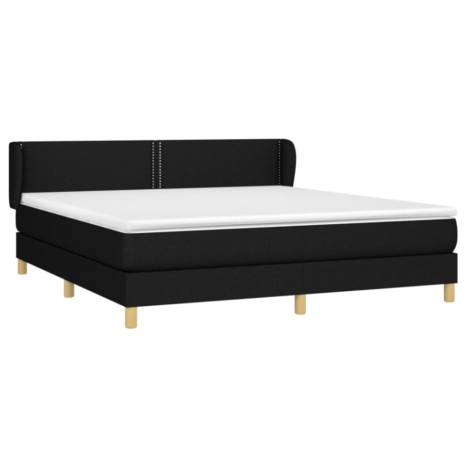 Pat box spring cu saltea, negru, 160x200 cm, textil - 2 | YEO