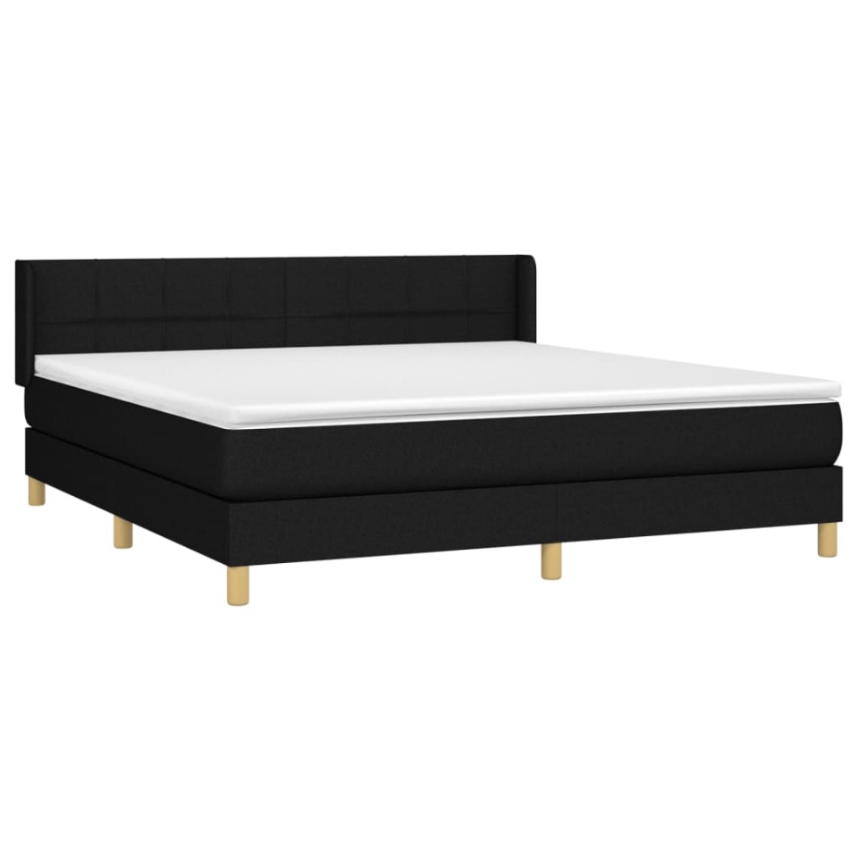 Pat box spring cu saltea, negru, 180x200 cm, catifea - 2 | YEO