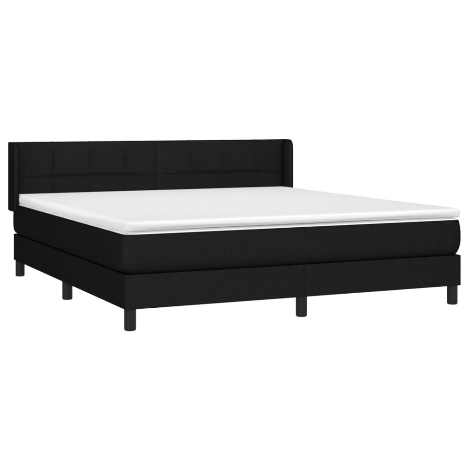 Pat box spring cu saltea, negru, 180x200 cm, catifea - 2 | YEO