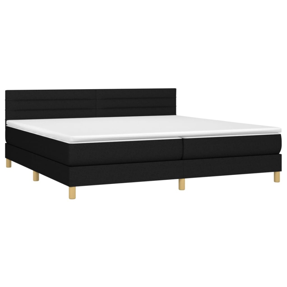 Pat box spring cu saltea, negru, 200x200 cm, textil - 2 | YEO
