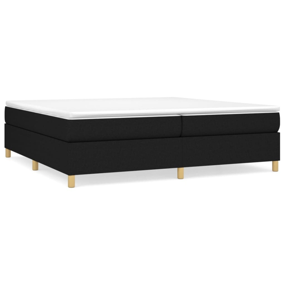Pat box spring cu saltea, negru, 200x200 cm, textil - 1 | YEO
