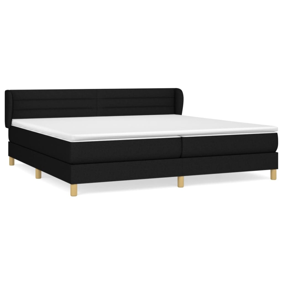 Pat box spring cu saltea, negru, 200x200 cm, textil - 1 | YEO