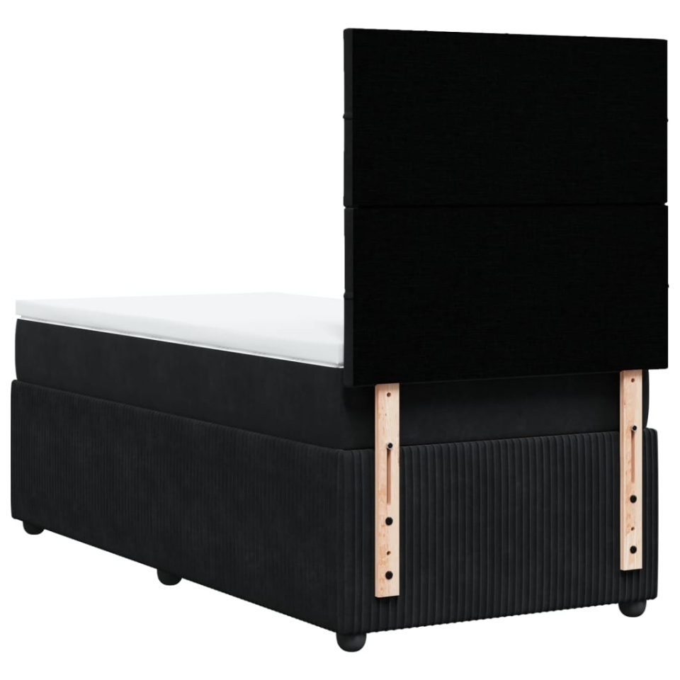 Pat box spring cu saltea, negru, 80x200 cm, catifea - 4 | YEO