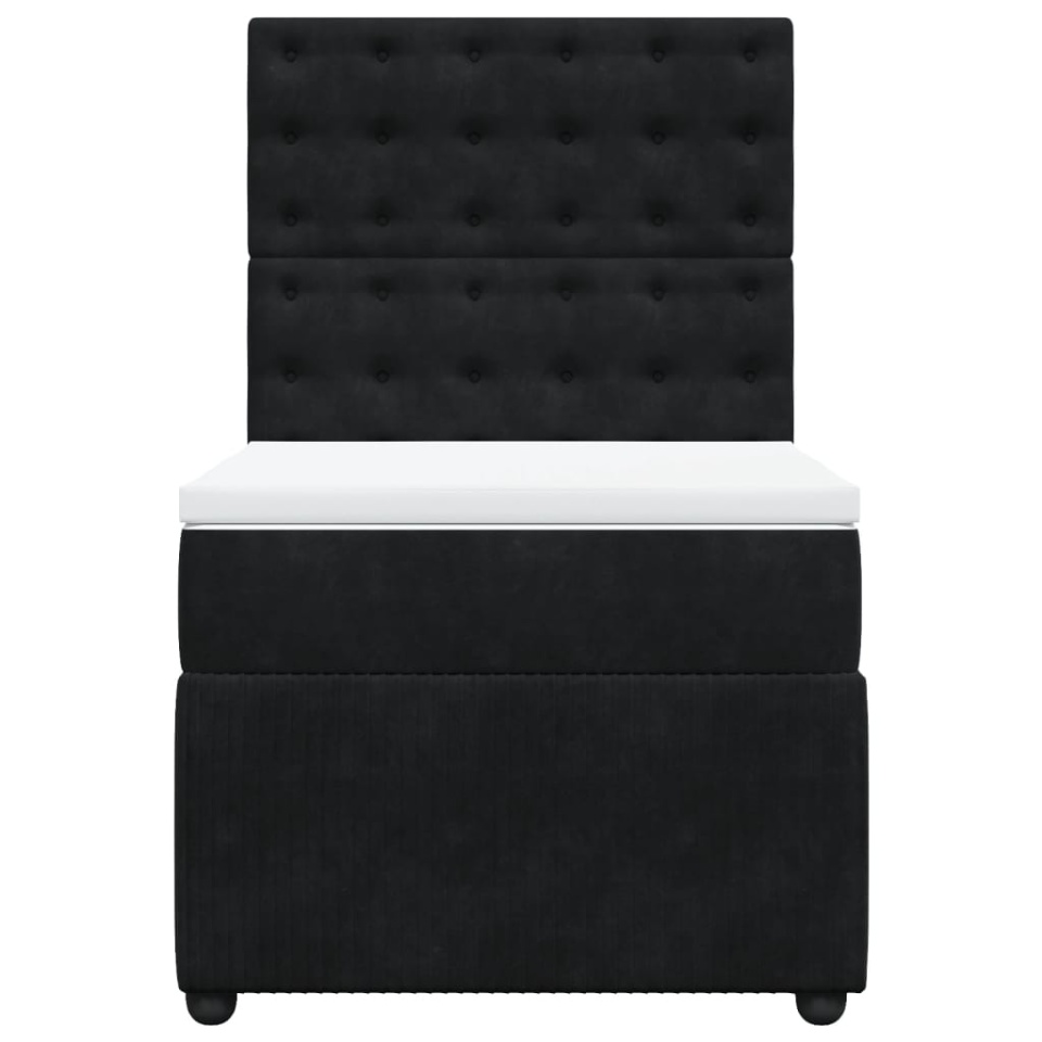 Pat box spring cu saltea, negru, 90x190 cm, catifea - 4 | YEO