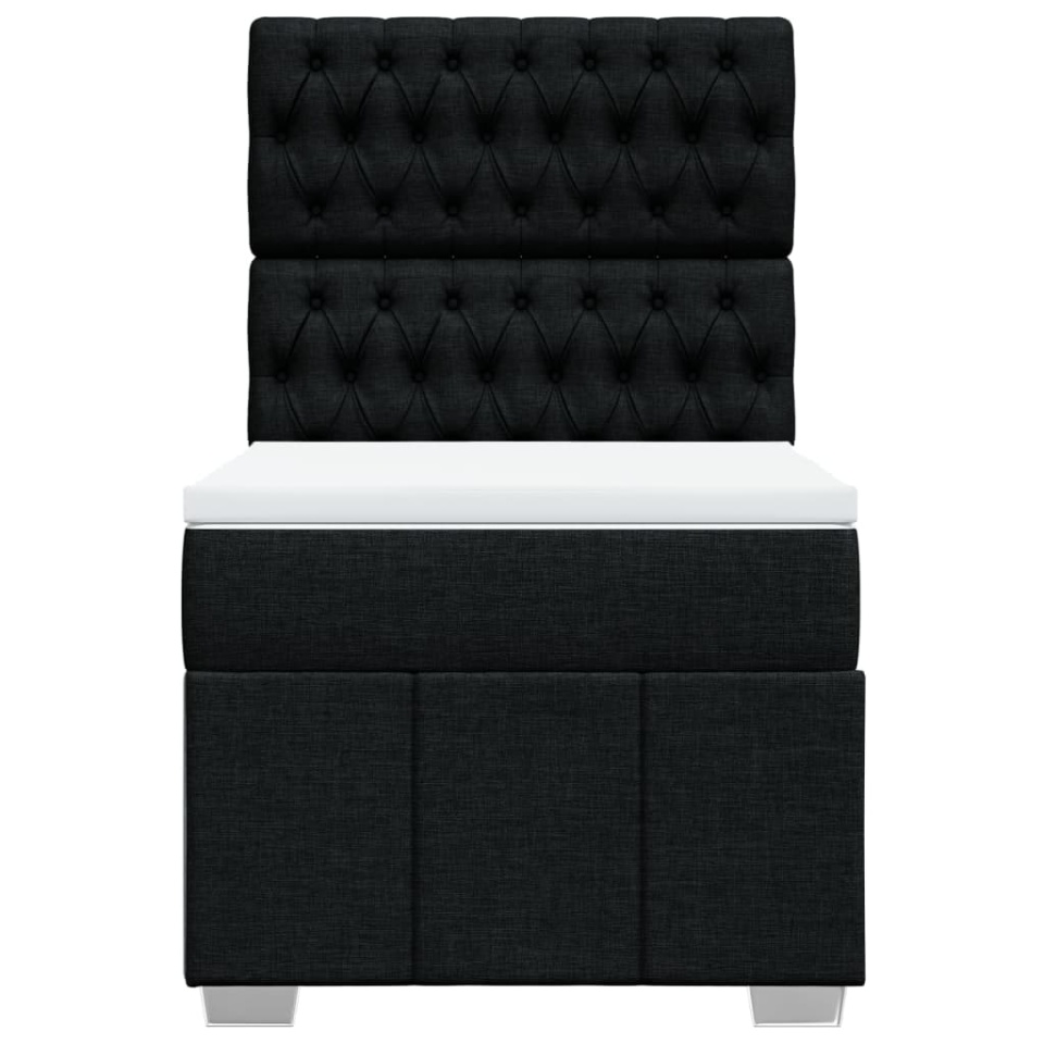 Pat box spring cu saltea, negru, 90x190 cm, textil - 3 | YEO