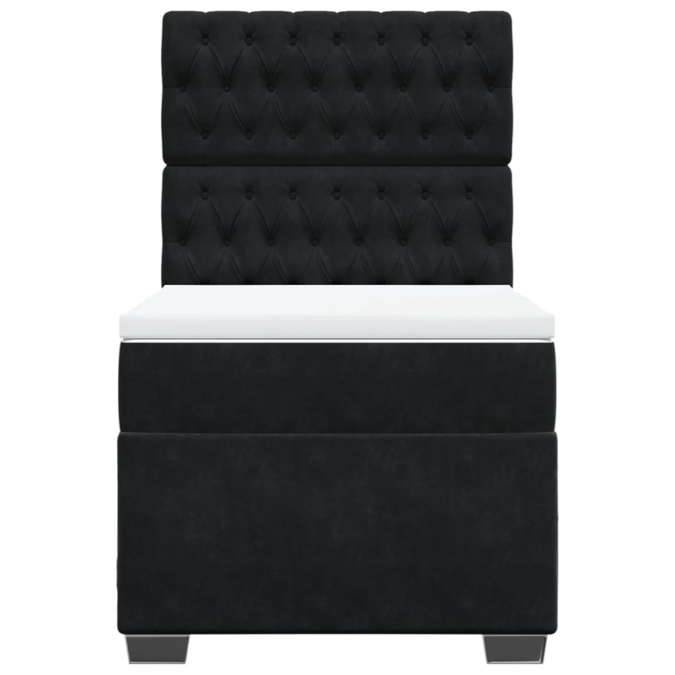 Pat box spring cu saltea, negru, 90x200 cm, catifea - 4 | YEO