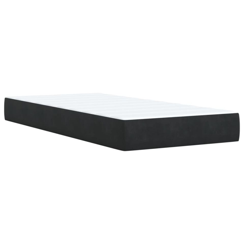 Pat box spring cu saltea, negru, 90x200 cm, catifea - 4 | YEO