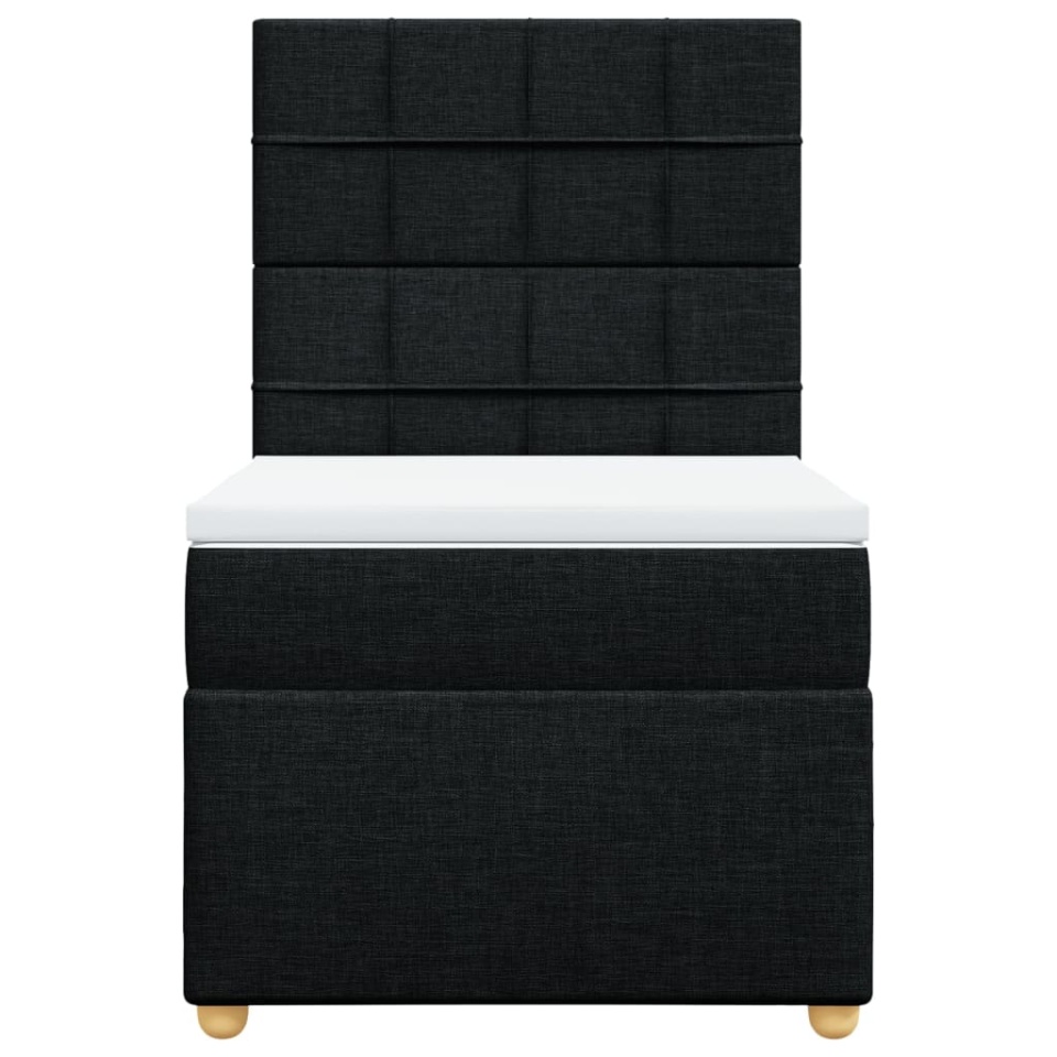 Pat box spring cu saltea, negru, 90x200 cm, textil - 3 | YEO