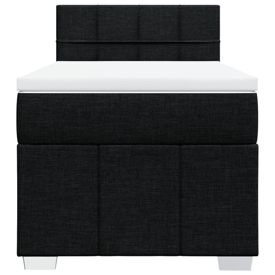 Pat box spring cu saltea, negru, 90x200 cm, textil - 4 | YEO