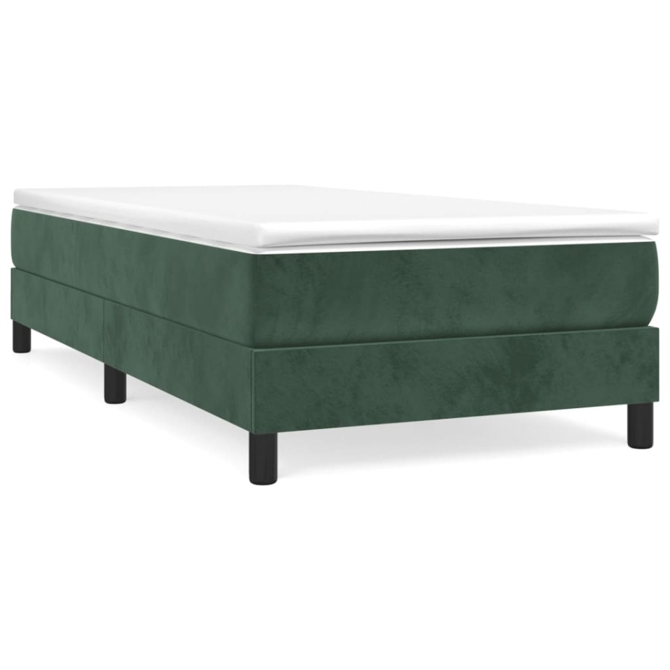 Pat box spring cu saltea, verde închis, 100x200 cm, catifea - 1 | YEO