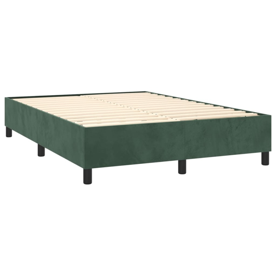 Pat box spring cu saltea, verde închis, 140x200 cm, catifea - 3 | YEO