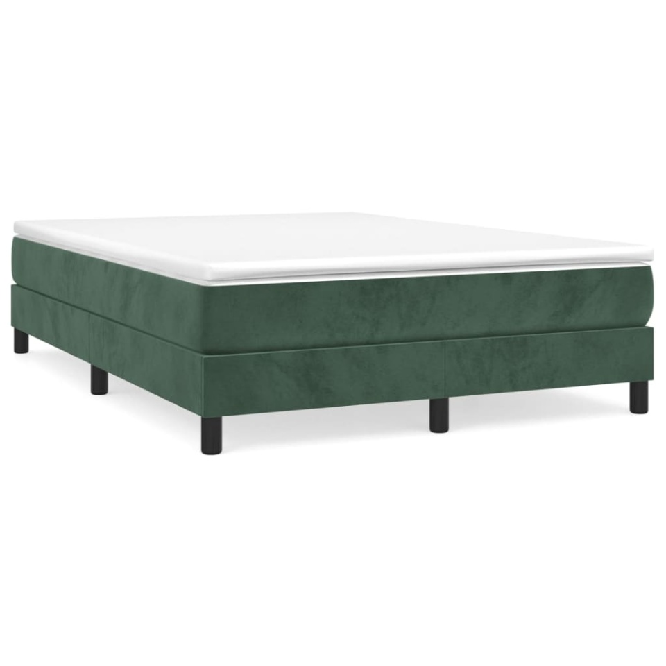 Pat box spring cu saltea, verde închis, 140x200 cm, catifea - 1 | YEO