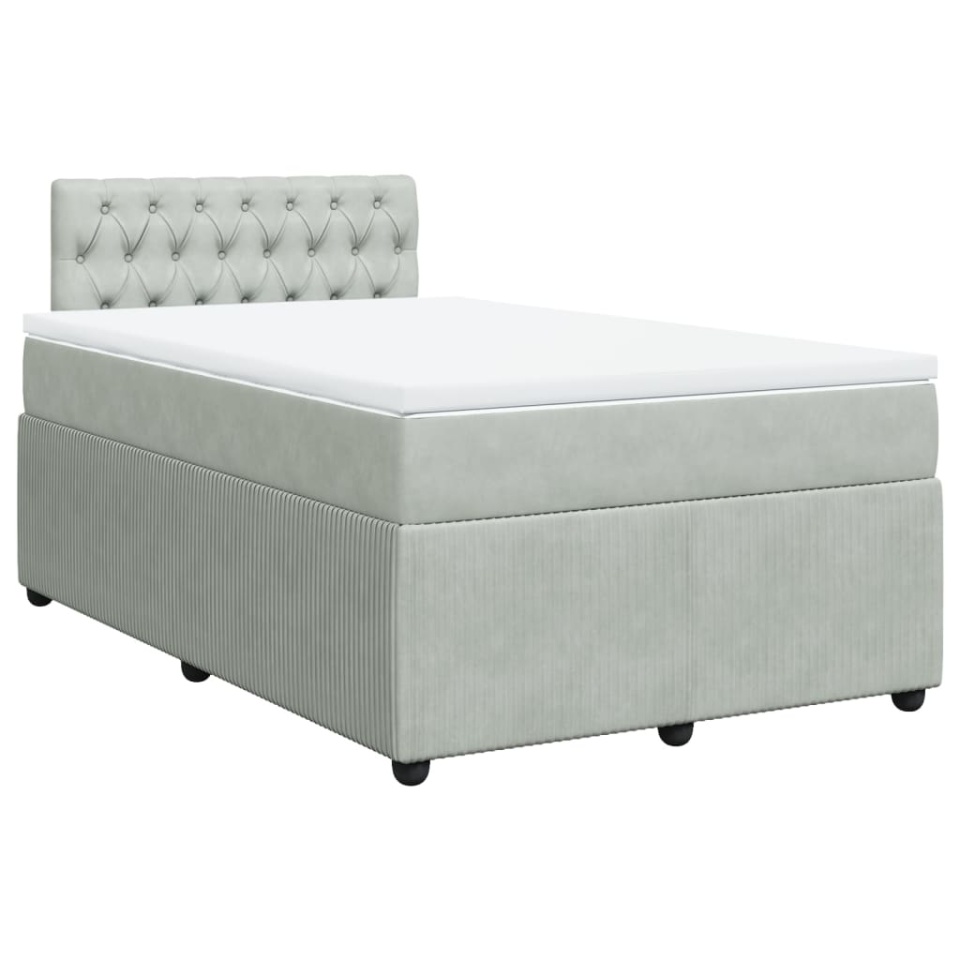 Pat continental cu saltea, gri deschis, 120x200 cm, catifea - 1 | YEO