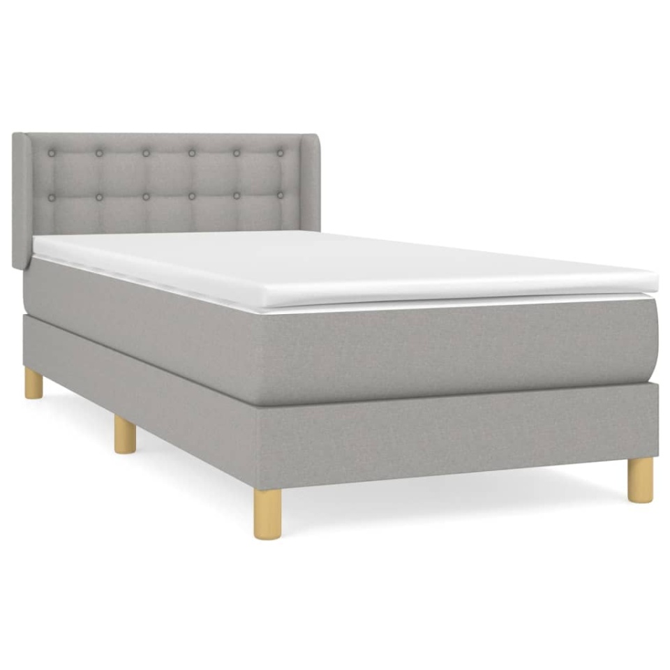 Pat continental cu saltea, gri deschis, 80x200 cm, textil - 1 | YEO