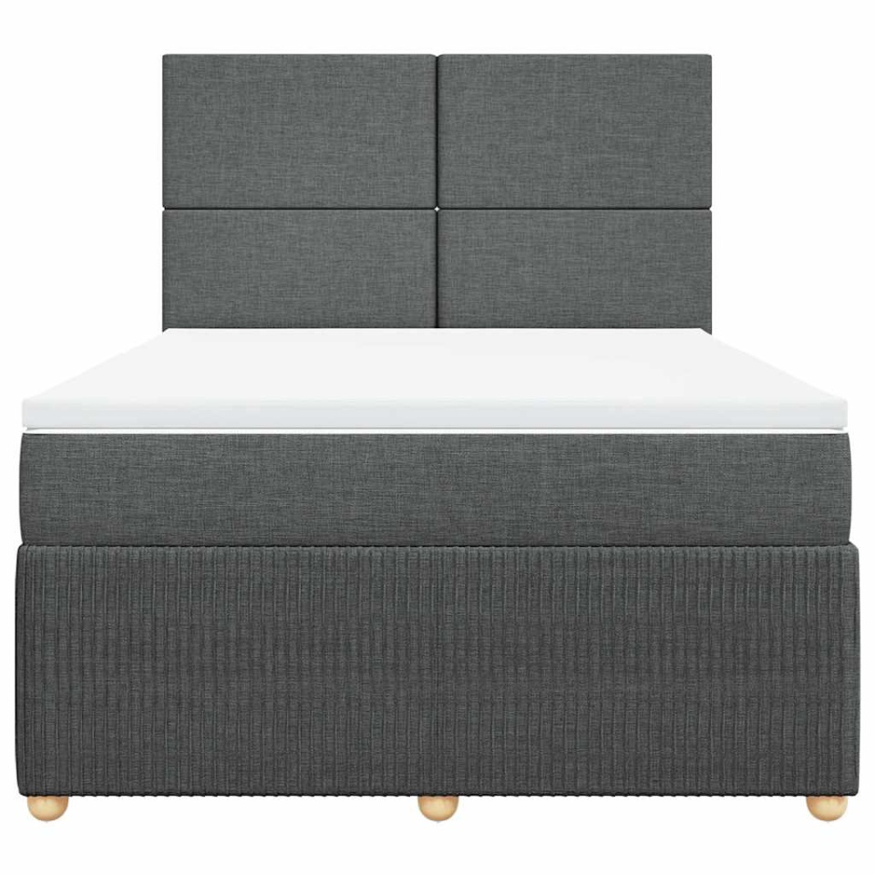 Pat continental cu saltea, gri închis, 160x200 cm, țesătură - 3 | YEO