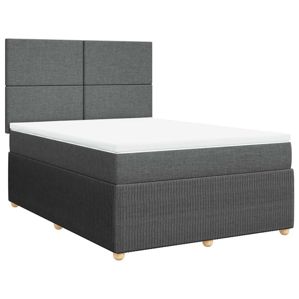 Pat continental cu saltea, gri închis, 160x200 cm, țesătură - 2 | YEO