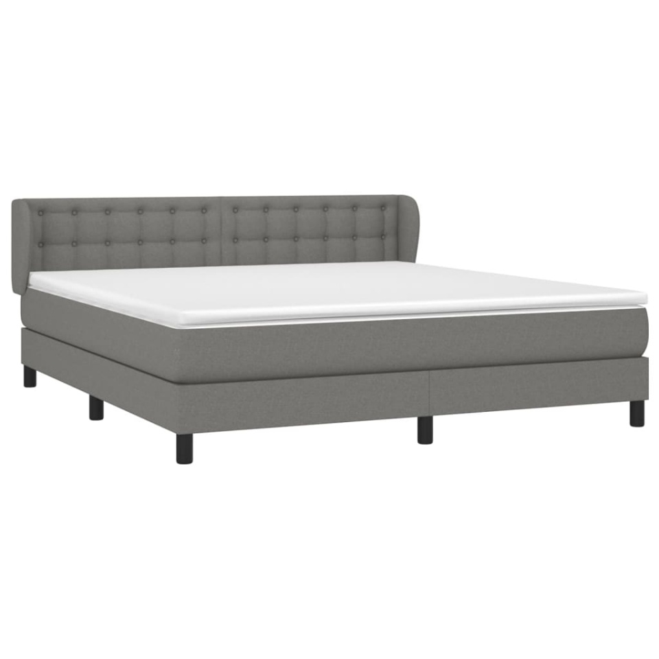 Pat continental cu saltea, gri închis, 160x200 cm, țesătură - 2 | YEO