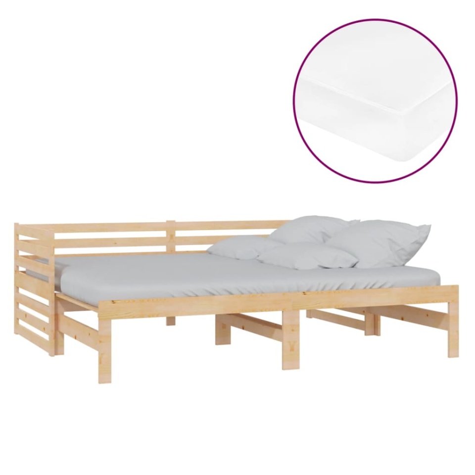 Pat extensibil de zi, 2x(90x200) cm, lemn masiv de pin - 1 | YEO