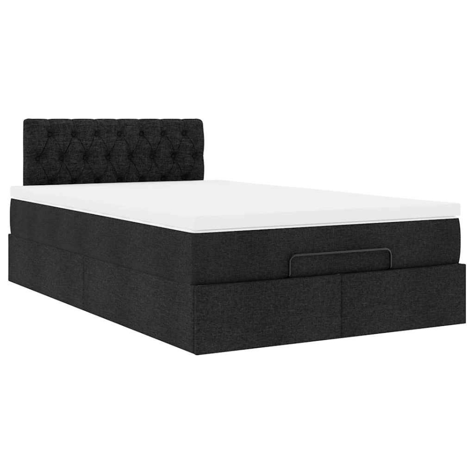 Pat otoman cu saltea negru 120x200 cm stofa - 4 | YEO