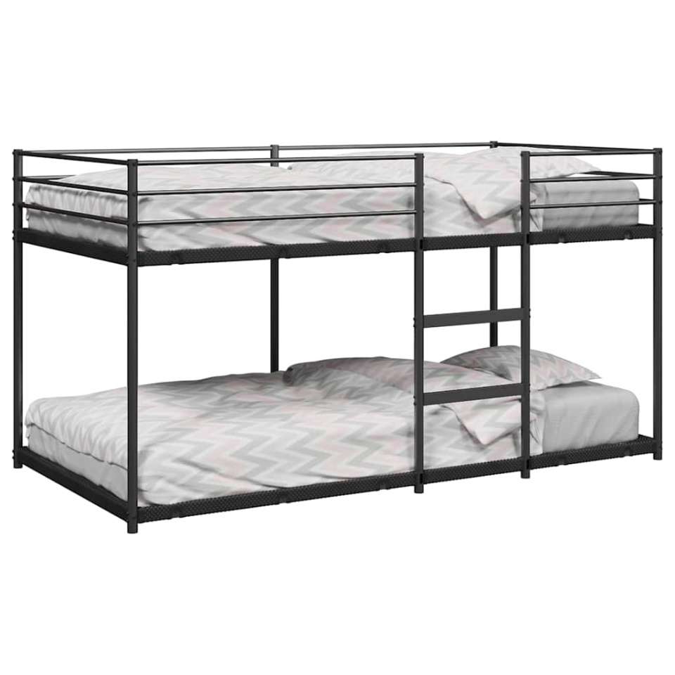 Pat supraetajat fără saltea negru 75x190 cm oțel