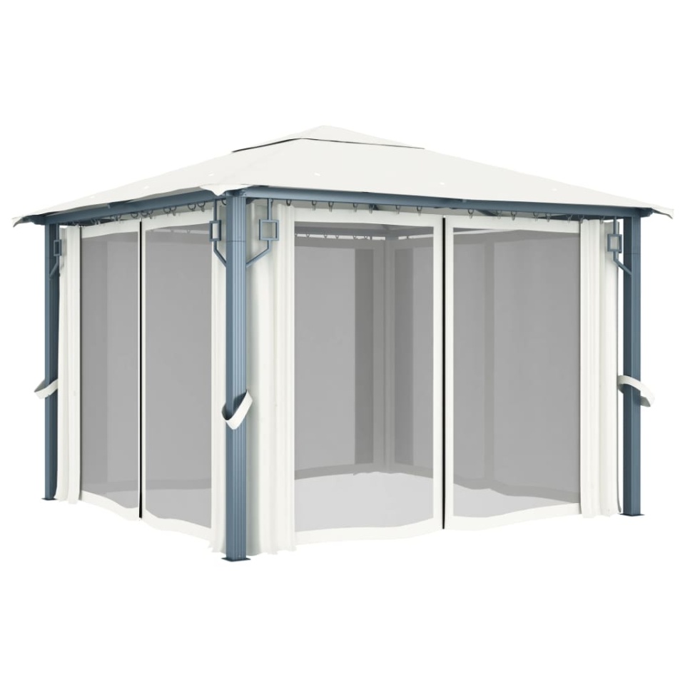 Pavilion cu perdele, crem, 300 x 300 cm, aluminiu - 2 | YEO