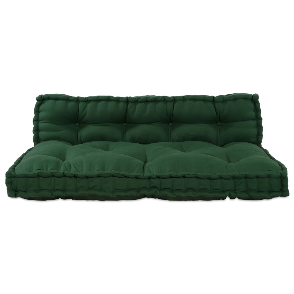 Pernă pentru canapea pe palet cu suport pentru spate, material verde