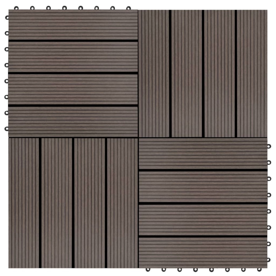 Plăci de pardoseală, 22 buc., maro închis, 30x30 cm, WPC, 2 mp