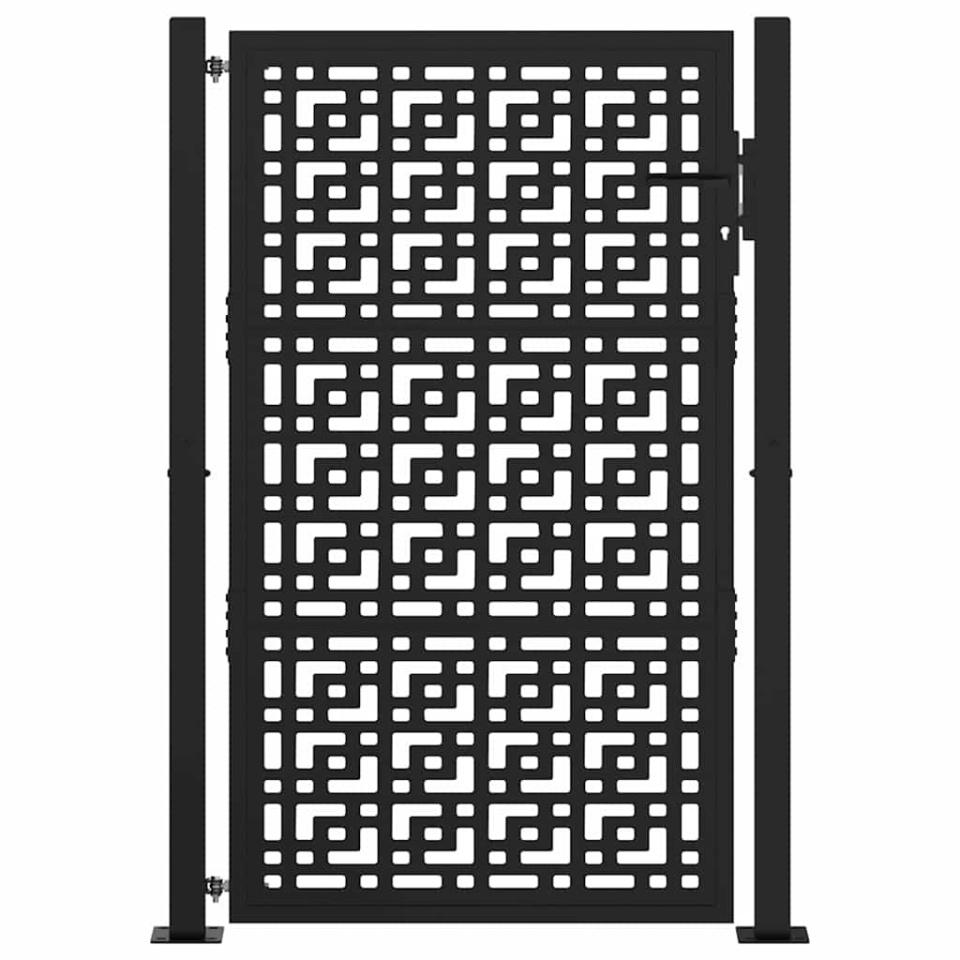 Poartă de grădină neagră 105x155 cm Design în cruce de oțel - 2 | YEO