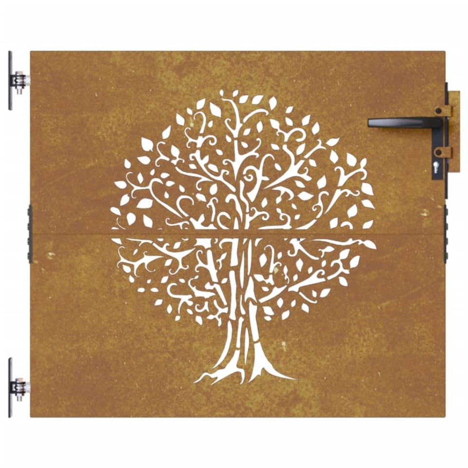 Poartă pentru grădină, 85x100 cm, oțel corten, model copac - 3 | YEO