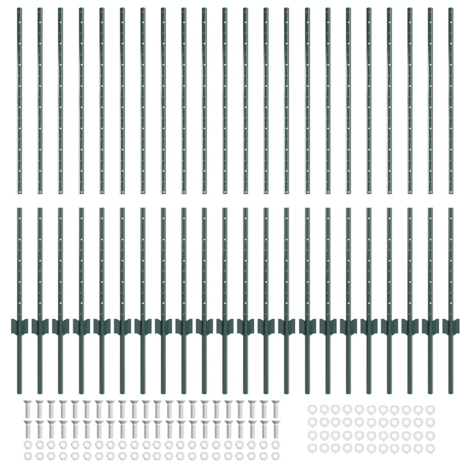 Posturi gard 22 pcs U-Channel verde 160 cm oțel - 3 | YEO