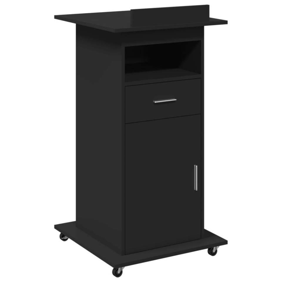 Pupitru cu roți și sertar negru 55x55x107 cm lemn prelucrat - 1 | YEO