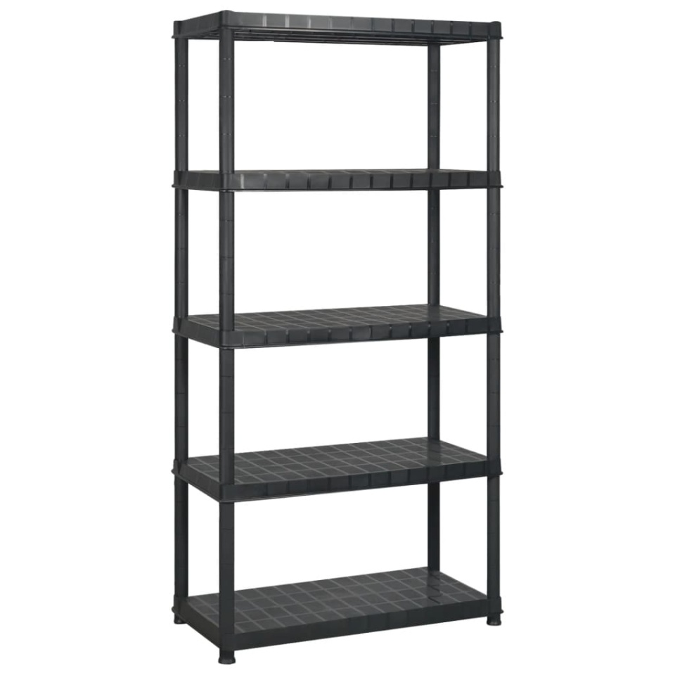 Raft de depozitare cu 5 polițe, negru, 255x40x185 cm, plastic - 1 | YEO