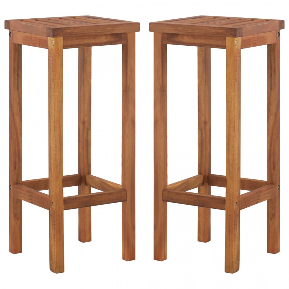 Scaune de bar, 2 buc., lemn masiv de acacia