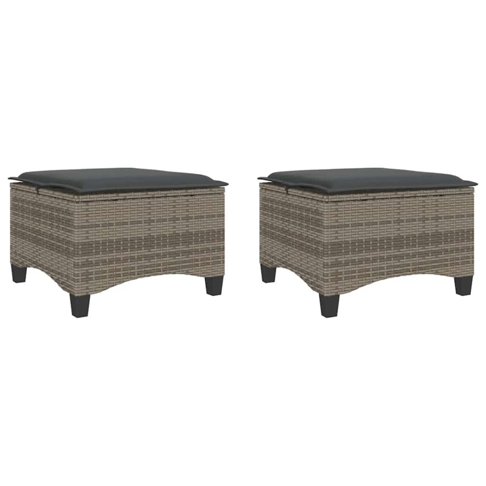 Scaune de grădină cu perne 2 buc Gri 55x55x36 cm Poly Ratan - 1 | YEO