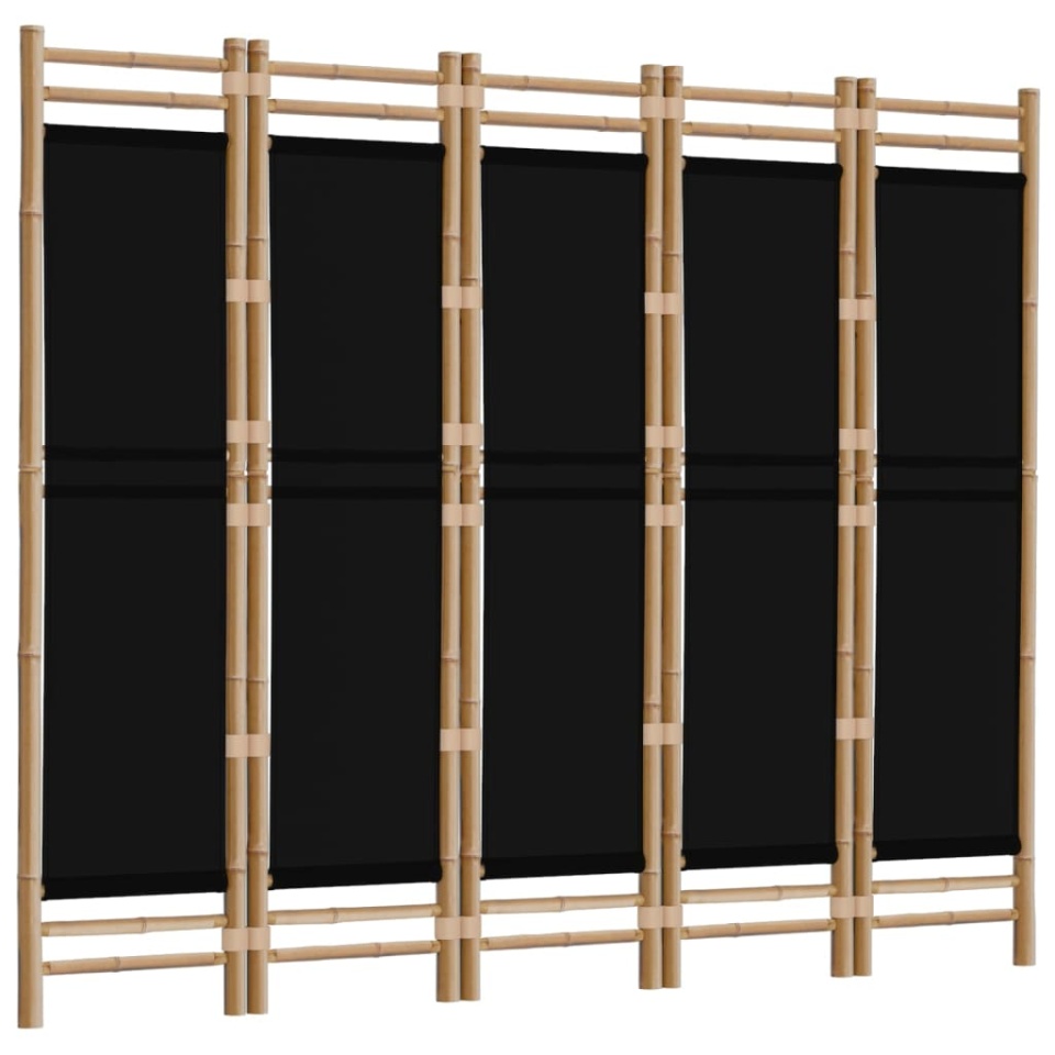 Separator de cameră pliabil cu 5 panouri 200 cm bambus și pânză - 2 | YEO
