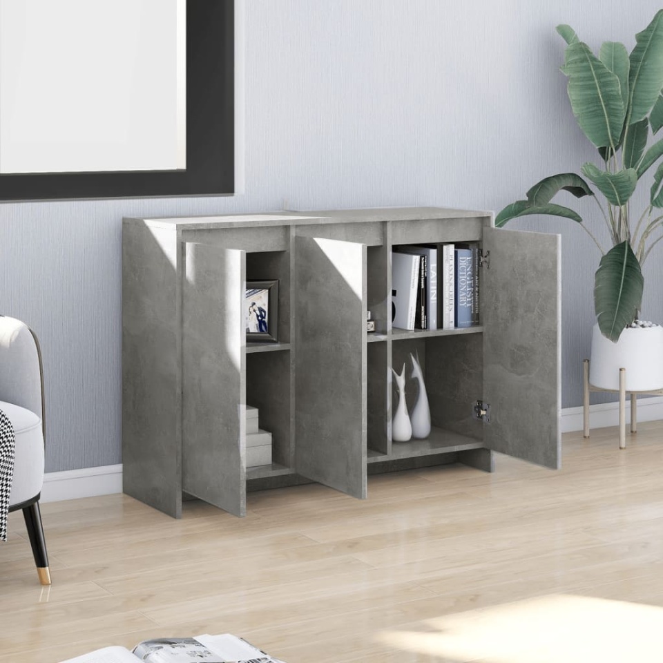 Servantă, gri beton, 102x33x75 cm, lemn prelucrat - 2 | YEO