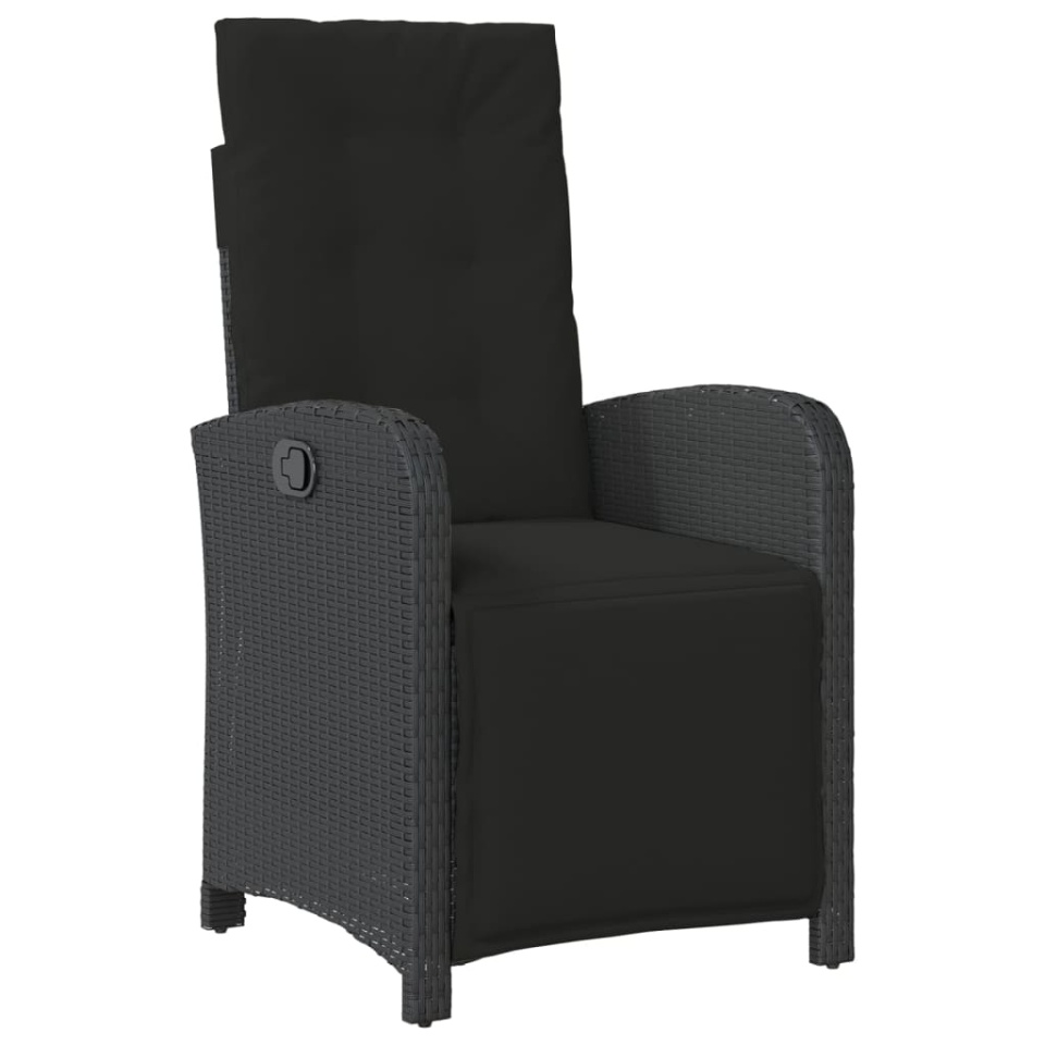 Set bistro cu perne, 3 piese, negru, poliratan - 2 | YEO