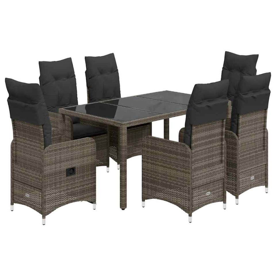 Set bistro de grădină cu perne, 5 piese, gri, poliratan - 1 | YEO