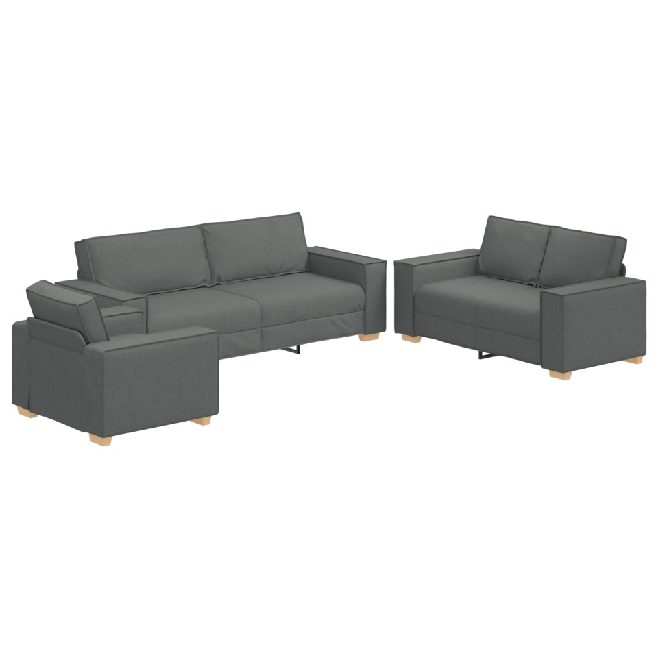 Set canapea 3 piese cu perne gri închis din material textil - 1 | YEO