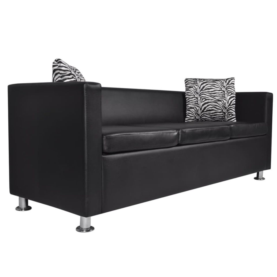 Set canapele 3 locuri și 2 locuri, negru, piele artificială - 3 | YEO