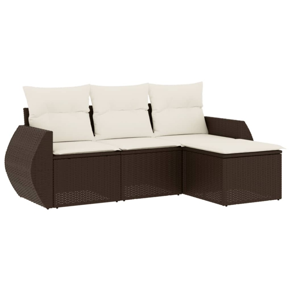 Set canapele de grădină, 4 piese, cu perne, maro poliratan maro - 1 | YEO