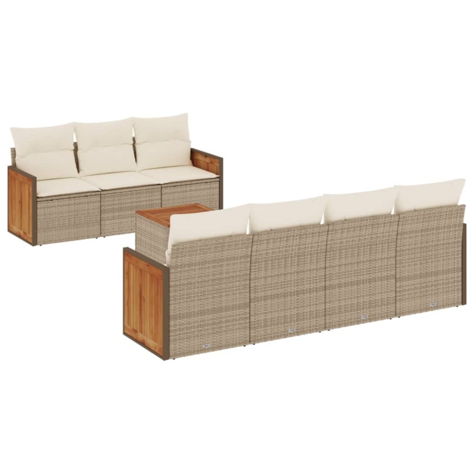 Set canapele de grădină, 8 piese, cu perne, bej, poliratan - 1 | YEO