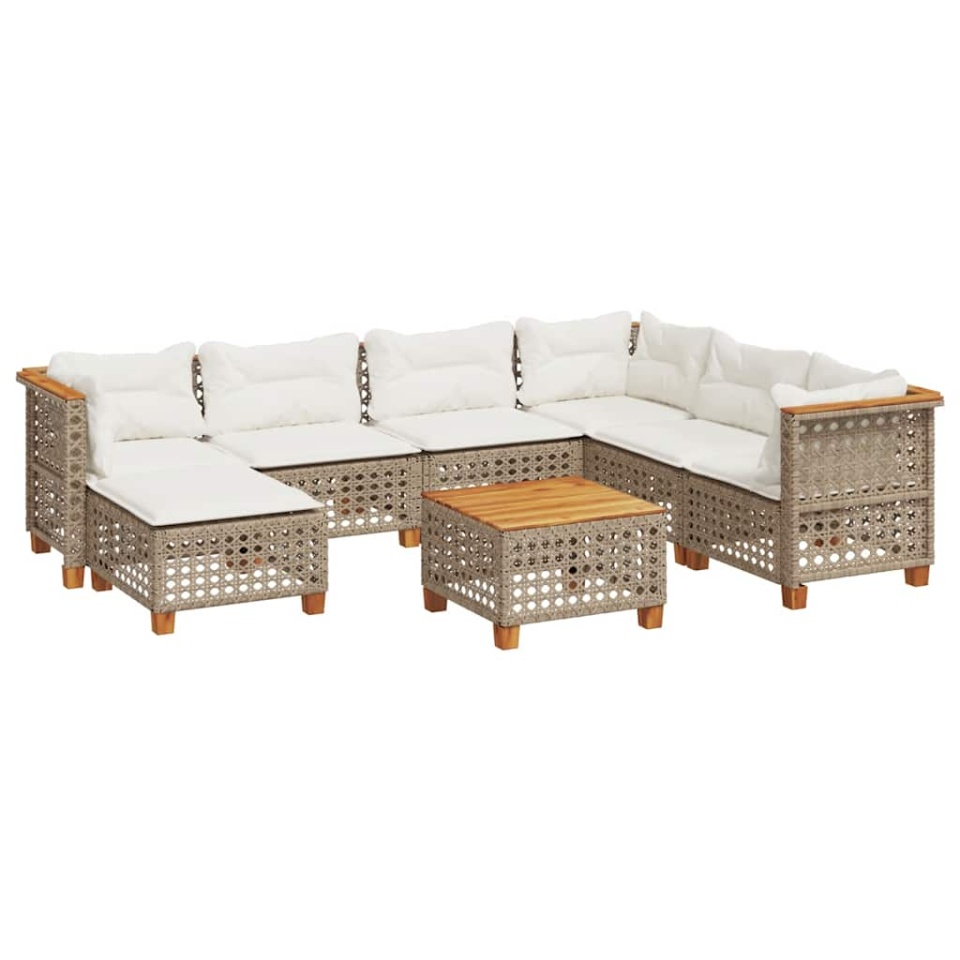 Set canapele de grădină, 8 piese, cu perne, bej, poliratan - 1 | YEO