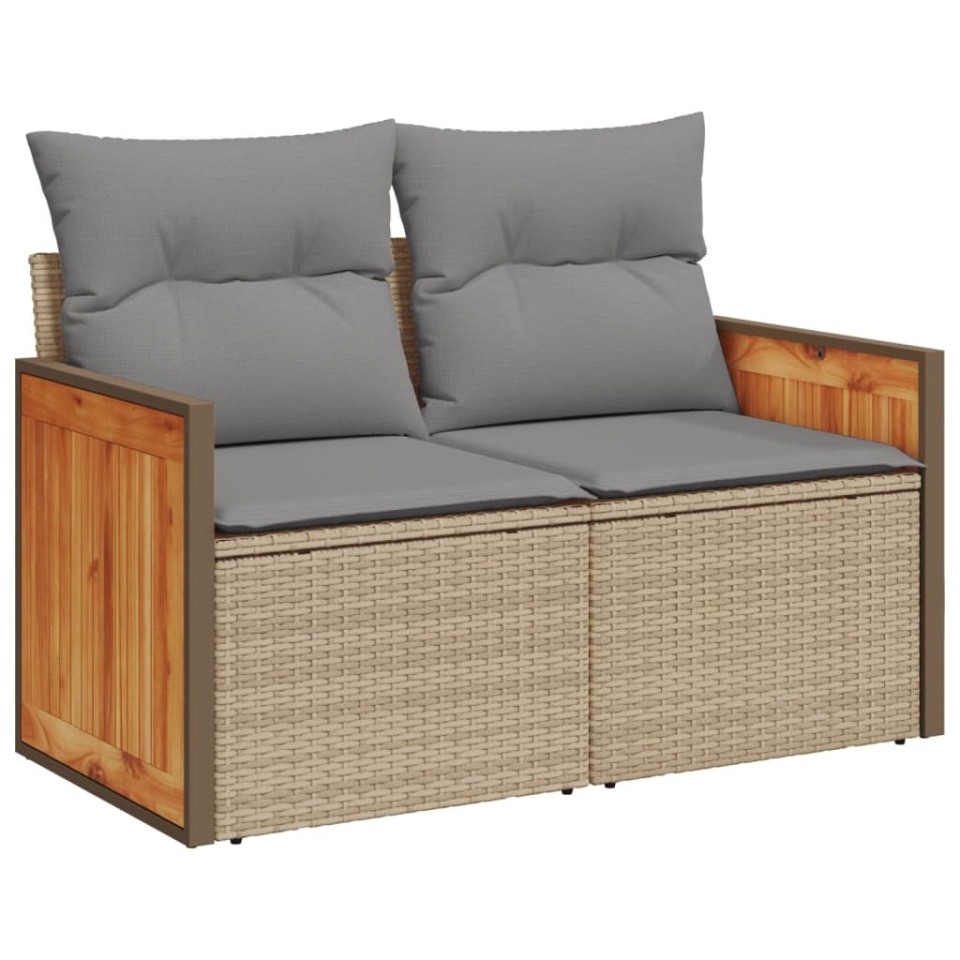 Set canapele de grădină, 9 piese, cu perne, bej, poliratan - 2 | YEO
