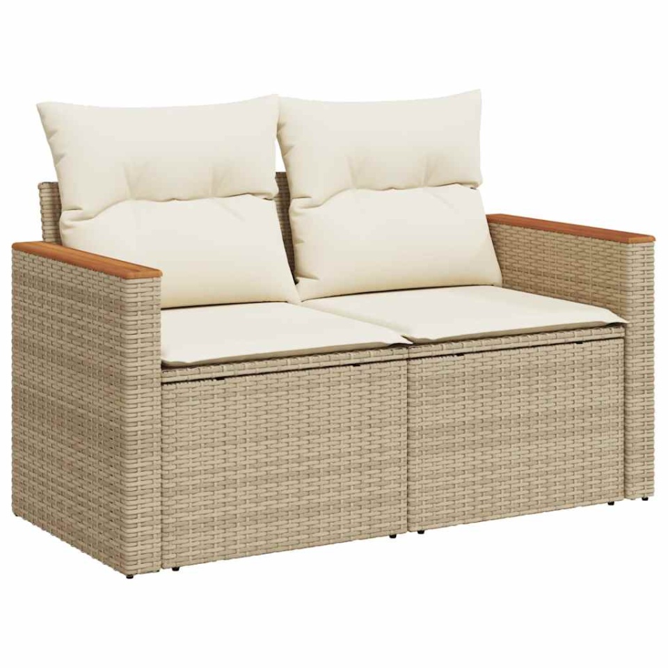 Set canapele de grădină cu perne, 10 piese, bej, poliratan - 3 | YEO