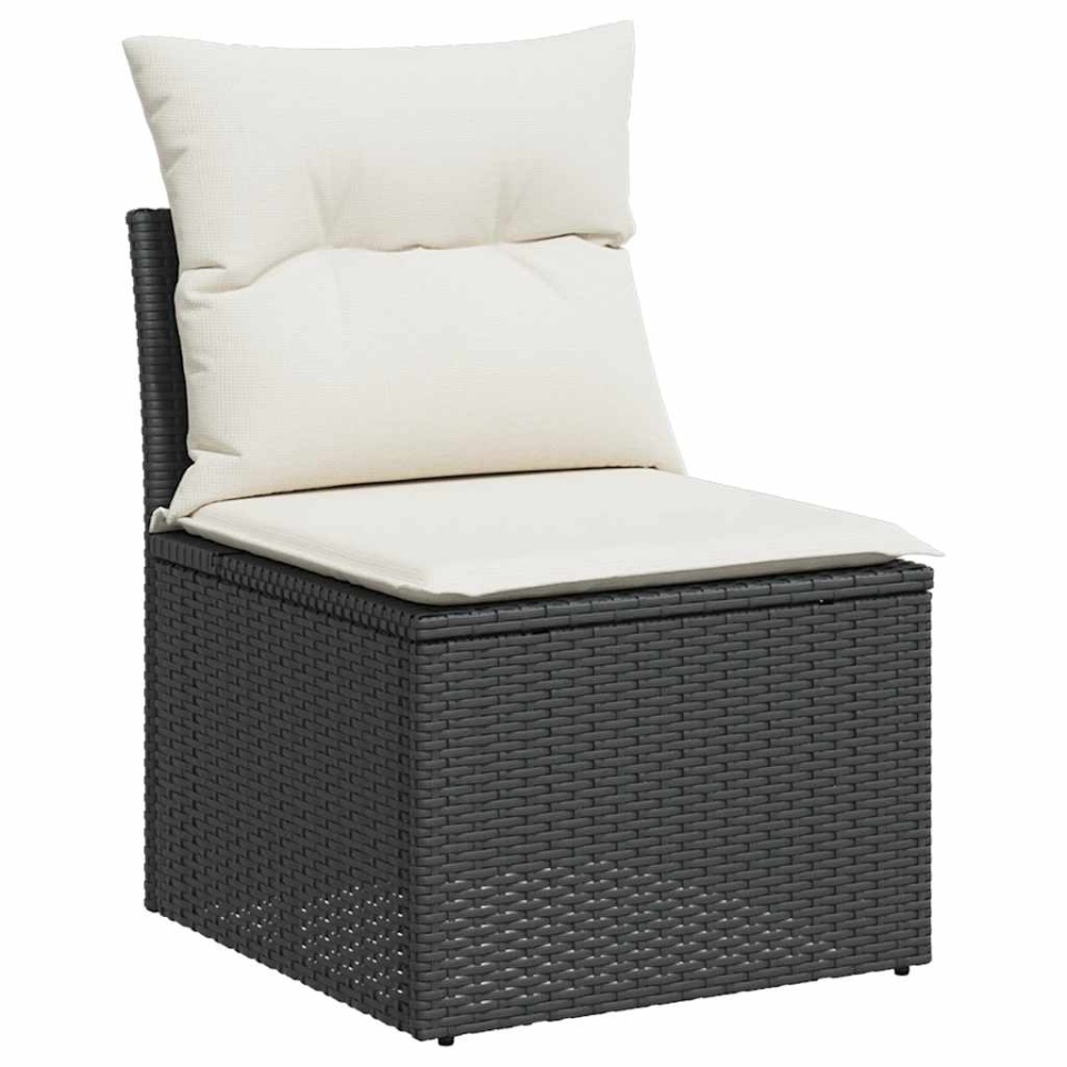 Set canapele de grădină cu perne, 10 piese, negru, poliratan - 2 | YEO